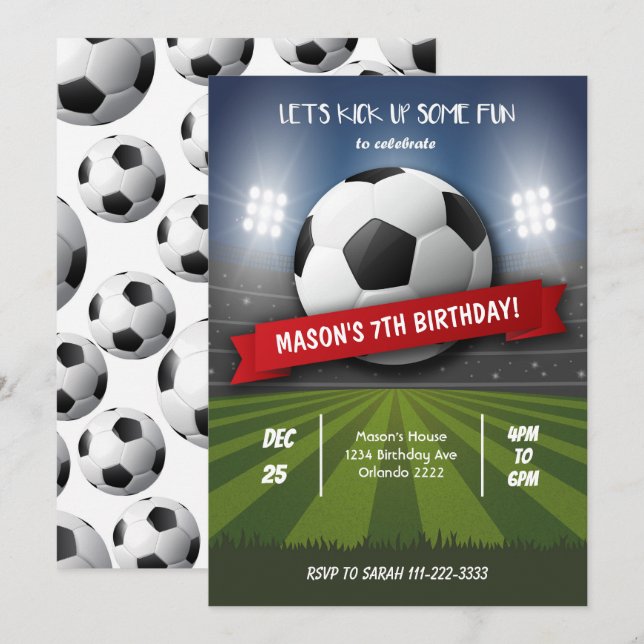 Soccer Birthday Invitation (Front/Back)