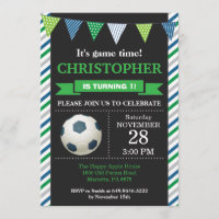 Soccer Birthday Invitation 1st Birthday Party