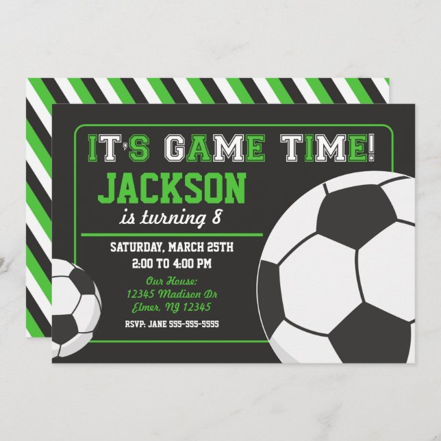 Soccer Birthday Invitation Chalkboard (Front/Back)