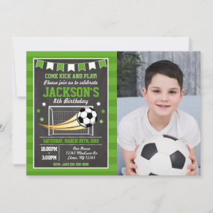 Soccer Birthday Invitation for Boys Photo Invite