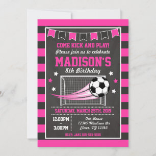 Soccer Birthday Invitation for Girls