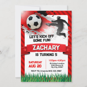 Soccer Birthday Invitation RED