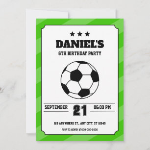 Soccer Birthday Invitation Simple Green