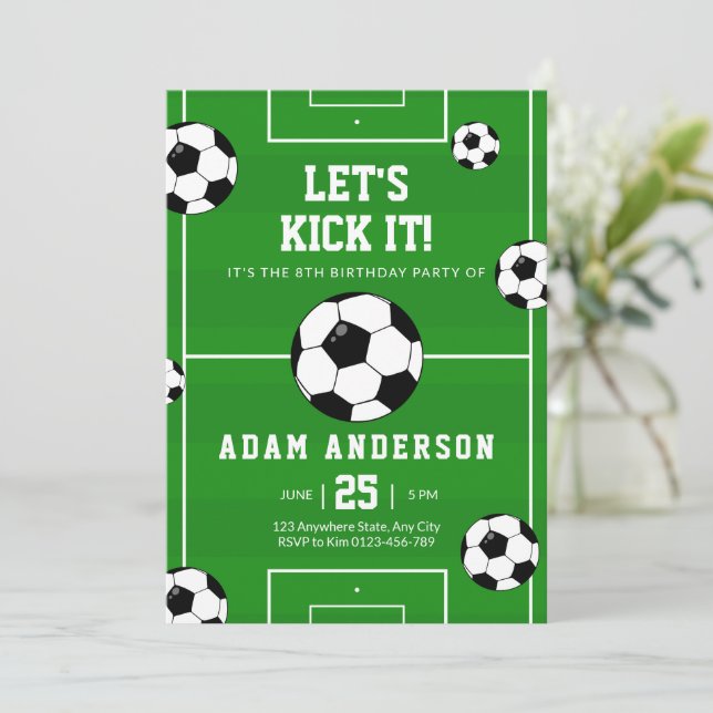Soccer Birthday Invitation Soccer Invitation Sport (Standing Front)