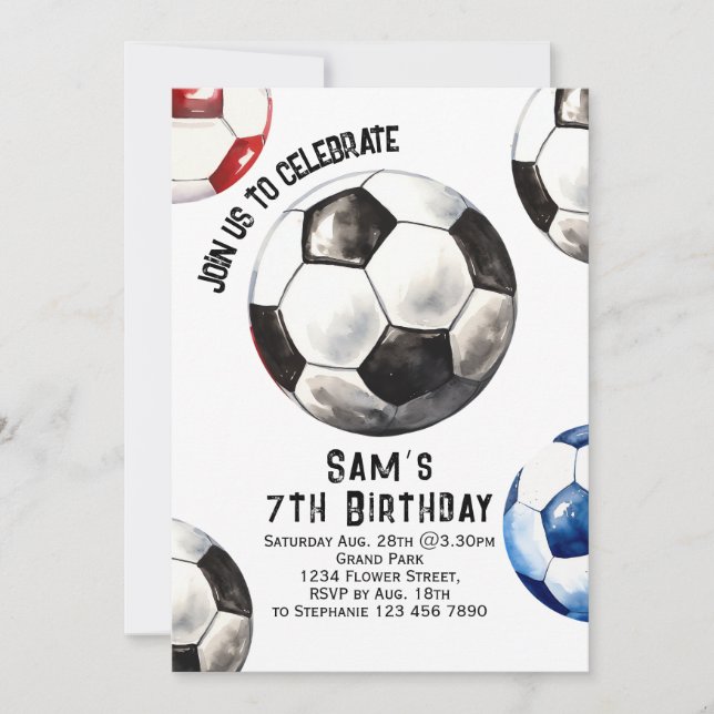 Soccer Birthday Invitation - Soccer Party (Front)