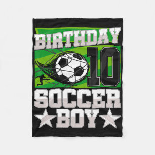 Soccer Birthday Party - 10th Birthday Boy 10 Years Fleece Blanket
