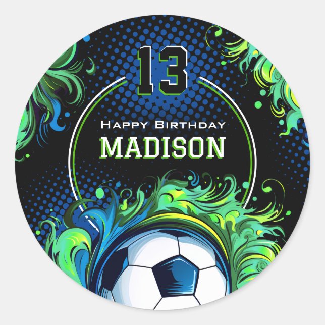 Soccer Birthday Party Classic Round Sticker (Front)