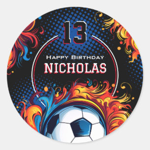Soccer Birthday Party Classic Round Sticker