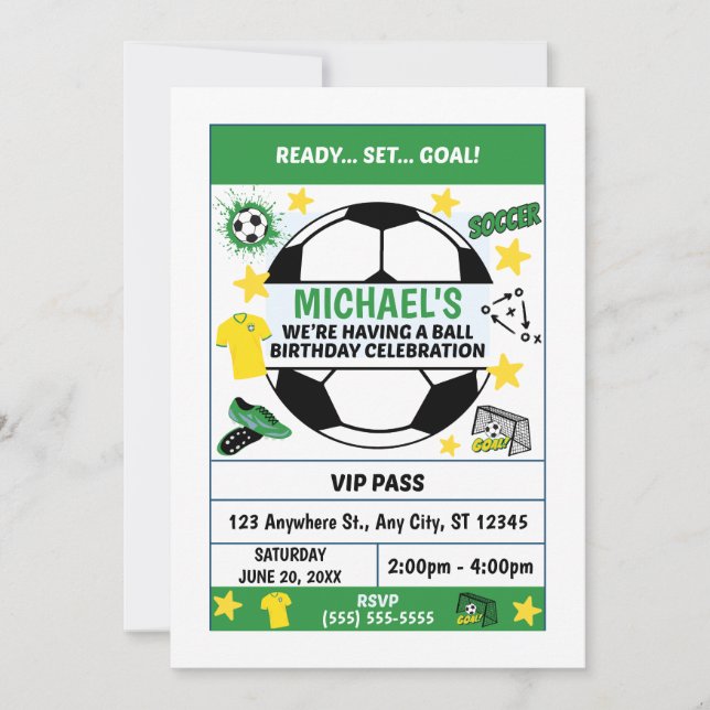 Soccer Birthday Party Invitation (Front)