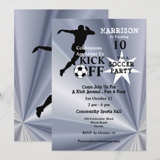 Soccer Birthday Party Invitation (Front/Back)