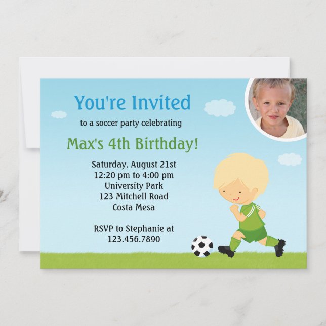 Soccer Birthday Party Invitation (Front)