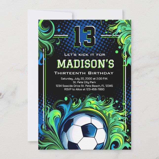 Soccer Birthday Party Invitation (Front)