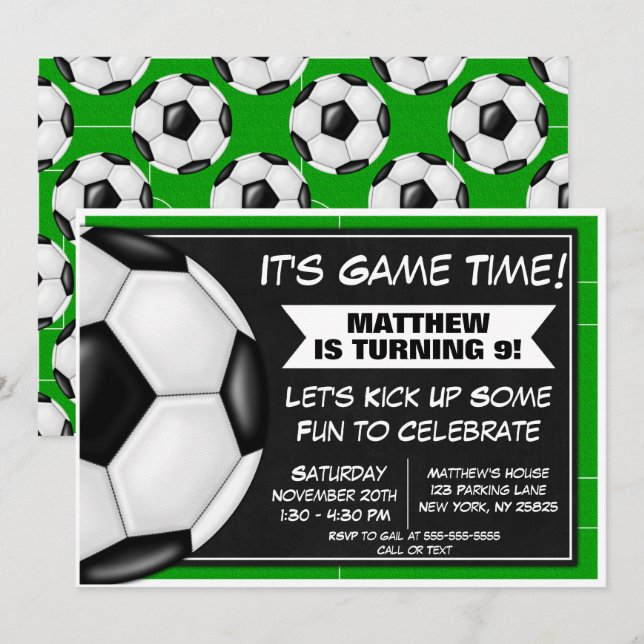 Soccer Birthday Party Invitation Soccer Fans (Front/Back)