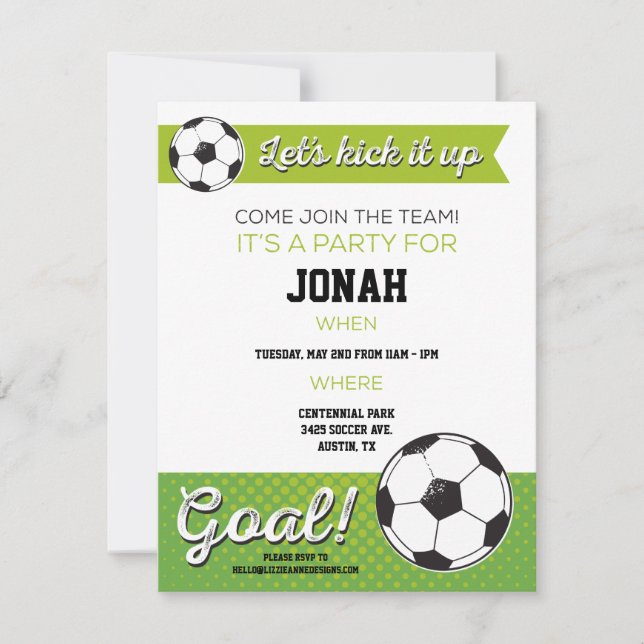 Soccer Birthday Party Invite 4.25x5.5 - Boy (Front)