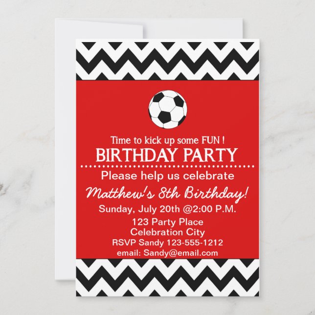 Soccer Birthday Party kids invitation customisable (Front)