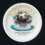 Soccer Birthday Party Paper Plate<br><div class="desc">Soccer-themed party plates featuring a soccer ball landing in a birthday cake. Edit text to add name.</div>