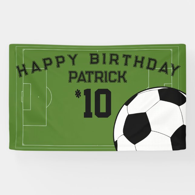 Soccer Birthday Party Personalised Banner (Horizontal)