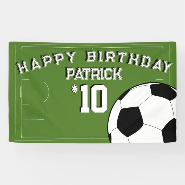 Soccer Birthday Party Personalised Banner (Horizontal)