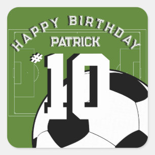 Soccer Birthday Party Personalised Banner Square Sticker