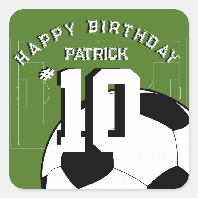 Soccer Birthday Party Personalised Banner Square Sticker (Front)