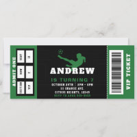 Soccer Birthday Party Ticket Invitation