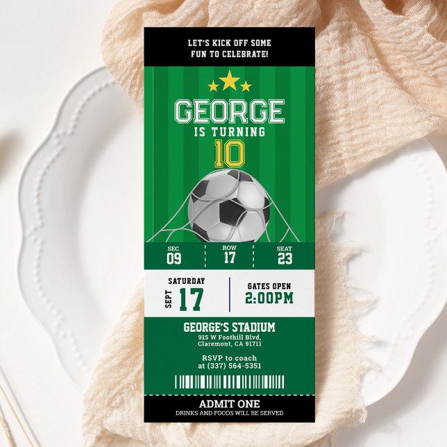 Soccer Birthday Party Ticket Invitation (Creator Uploaded)