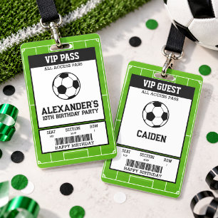 Soccer Birthday Party VIP Pass Guest ID Badge
