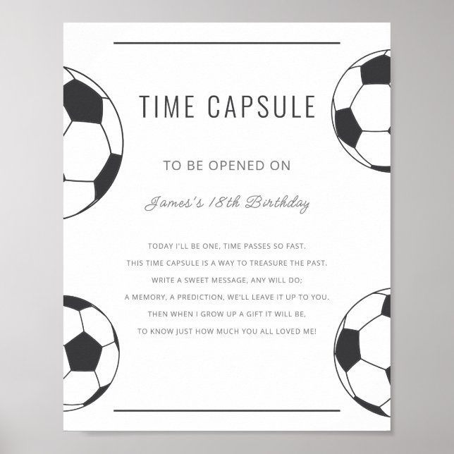 Soccer Birthday Time Capsule Keepsake Poster (Front)