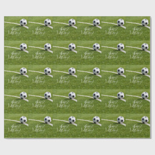 Soccer Birthday with ball and Happy Birthday Wrapping Paper
