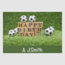 Soccer Birthday with balls on green grass