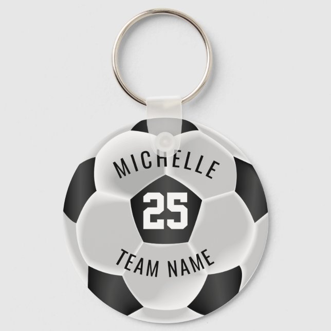 Soccer  - Black and White Key Ring (Front)