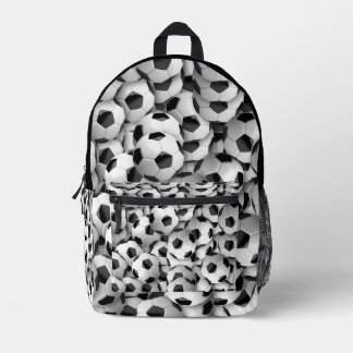 Soccer Black White Sport Pattern Printed Backpack