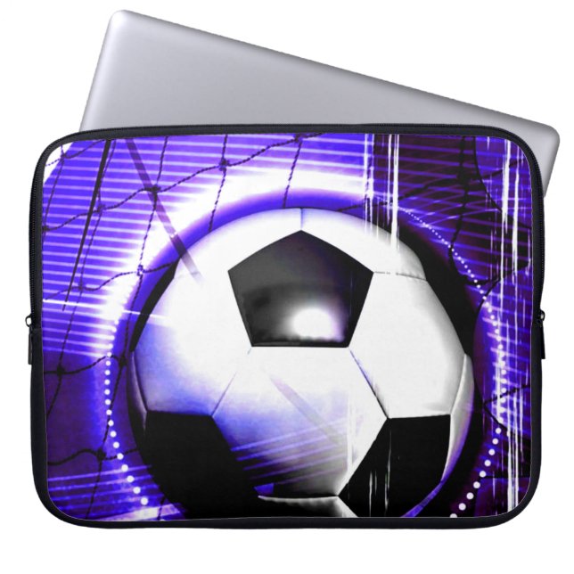 Soccer Blue Personalize with name or team name Laptop Sleeve (Front)