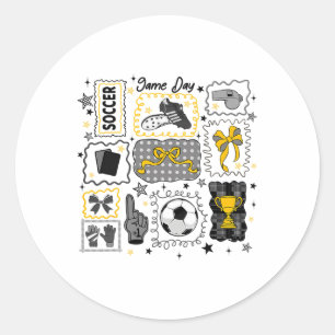 Soccer Bow Game Day Coquette Bow Soccer Girls Team Classic Round Sticker