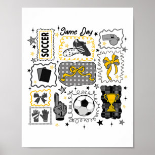 Soccer Bow Game Day Coquette Bow Soccer Girls Team Poster