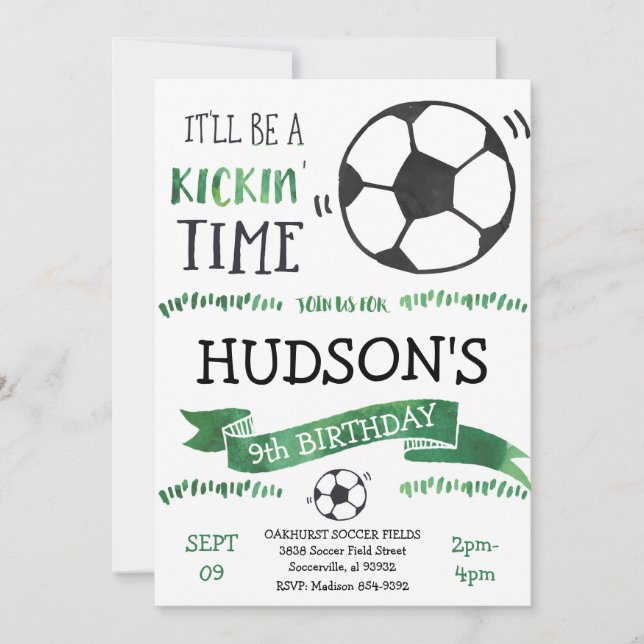 Soccer Boy Birthday Invitation (Front)