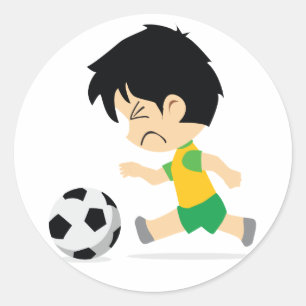 Soccer Boy Classic Round Sticker