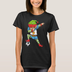 Soccer Boy Dabbing Elf Squad Christmas Argentina F T-Shirt