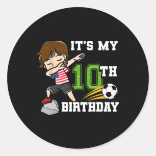 Soccer Boy It's My 10th Birthday American Flag Classic Round Sticker