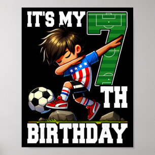 Soccer Boy It's My 7th Birthday American Flag Poster