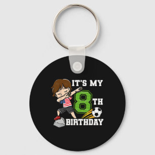 Soccer Boy It's My 8th Birthday American Flag Key Ring