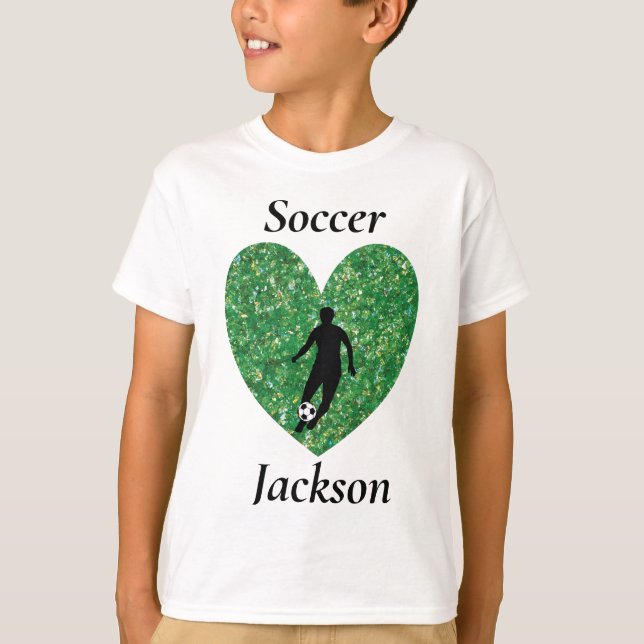 Soccer Boy Personalised Name  soccer ball T-Shirt (Front)