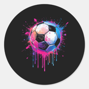 Soccer Boys Girls Awesome Colorful Soccer Drip Soc Classic Round Sticker