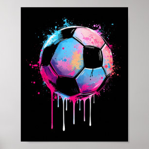 Soccer Boys Girls Awesome Colourful Soccer Drip So Poster