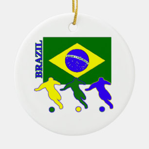 Soccer Brazil Ceramic Tree Decoration