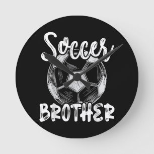 Soccer Brother Men Family Matching Team Player Soc Round Clock