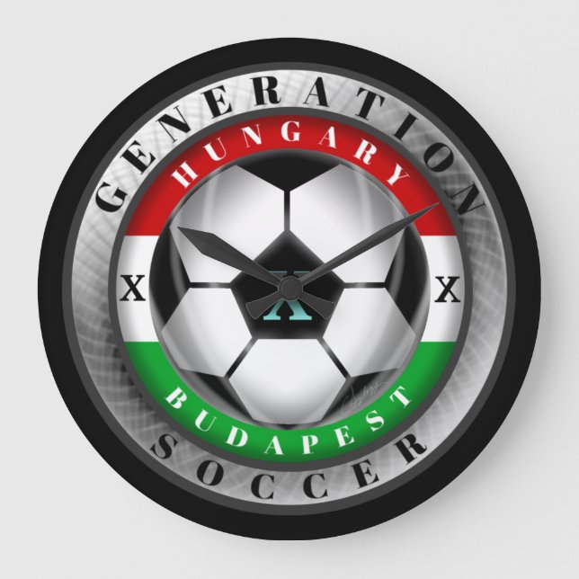 Soccer Budapest Hungary Generation X Large Clock (Front)