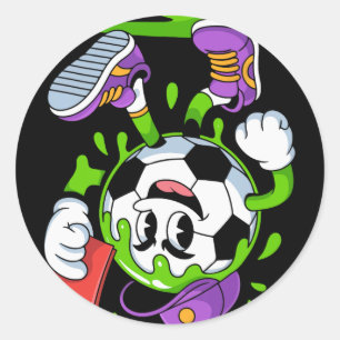 Soccer Byll Cartoon Drip Red Card Fun Classic Round Sticker