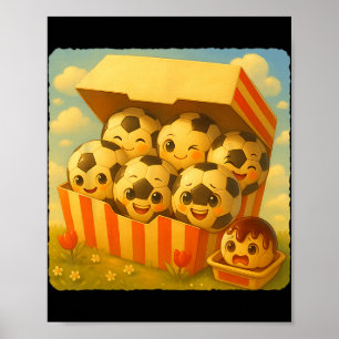 Soccer Byll Chicken Nuggets Cute Kawaii Funny Fast Poster