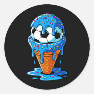 Soccer Byll Ice Cream Drip Fun Sprinkles Birthday  Classic Round Sticker